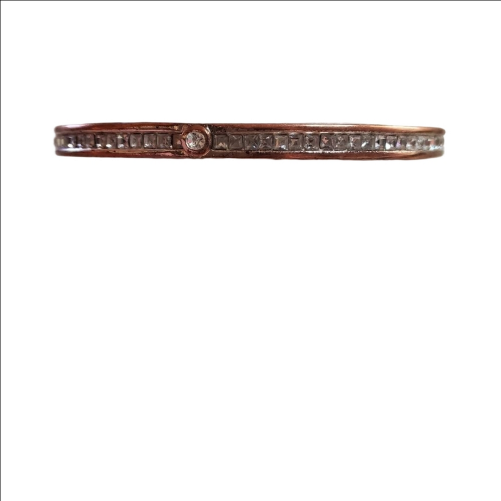 Rose Gold Rhinestone Encrusted Cuff Bangle Bracelet